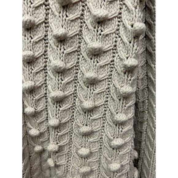 Tapemeasure Sweater Womens‎ Large Tan Shawl Collar Textured Knit Beige Neutral - Picture 8 of 9